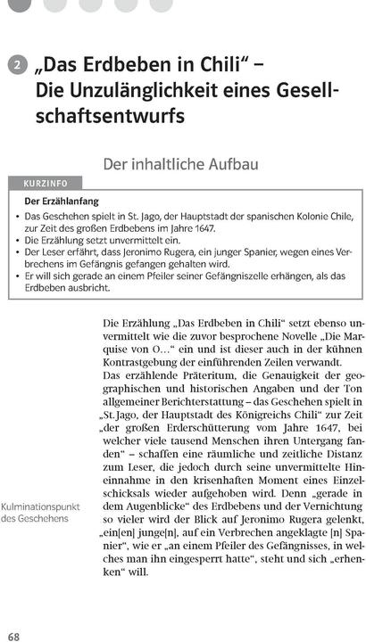 Produktbild Lektürehilfen Heinrich von Kleist "Die Marquise von O.../Das Erdbeben in Chili" (Deutsch, 2017)