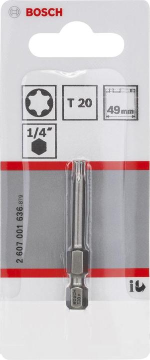 Actual product image Bosch Professional Zubehör Screwdriver bit extra-hard T20, 49 mm, pack of 1 (T 20)