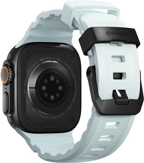 Actual product image Nomad Rocky Point Band 46/49mm Icy Blue Glow Connector Black (Fluororubber)