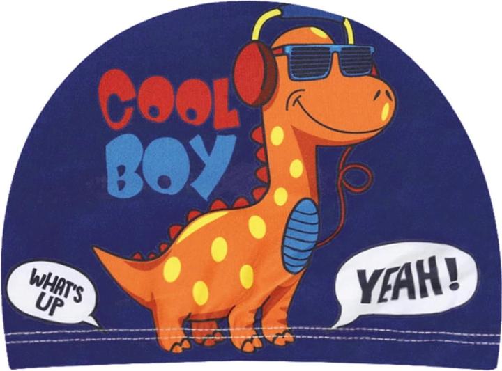 Splash & Fun Elastische Stoff Kinder-Badekappe Dinosaurier