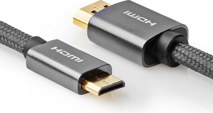 Actual product image Nedis High Speed??HDMI T Cable with Ethernet HDMIT Male HDMIT Mini Male 4K@60Hz 18 Gbps 2.00 m (2 m, HDMI)