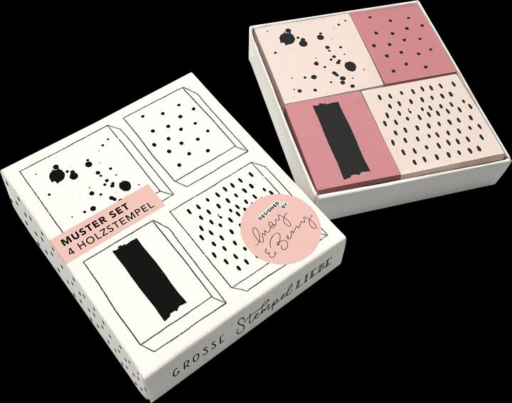 Produktbild Royal Posthumus M&B Set Muster, Holzstempelset, Rosa, 4 Stk.