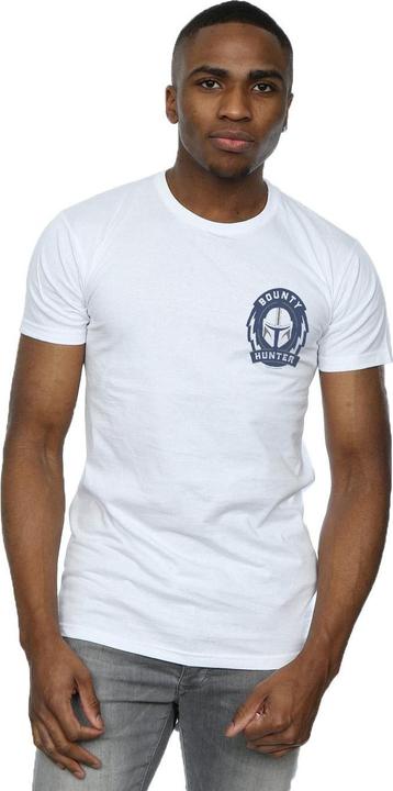 Actual product image Star Wars Mens The Mandalorian Bounty Hunter Badge Breast Print T-Shirt (S)