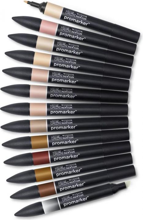 Produktbild Winsor & Newton Promarker skintones set 12+1pcs (Schwarz, 13 x)