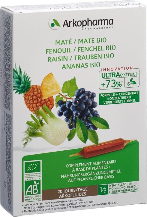 Image du produit Arkopharma Raisins bio ananas maté fenouil (40 pièce(s), Ampoules, 370 g)