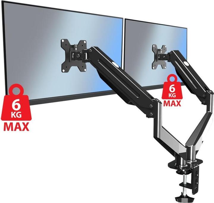 Productafbeelding Esperanza ERW020 Gas bureausteun voor twee monitoren 17-27" tot 6kg (Tabel, 27.01")