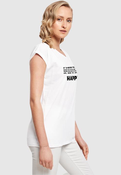 Produktbild Merchcode Ladies Never Too Late Extended Shoulder Tee - 111665 (XS)