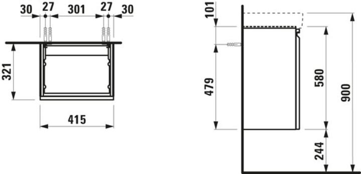 Actual product image Laufen Pro S vanity unit, hinge left, for washbasin H815961, 415x320x580mm, H483301096 (415 x 320 x 580 mm)