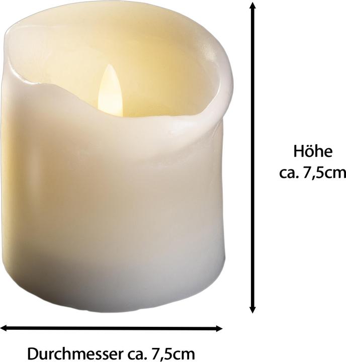 Actual product image Novaliv 8x small LED pillar candle with timer - 7.5cm diameter 7.5cm height - 2 AA batteries required LED (8 x)