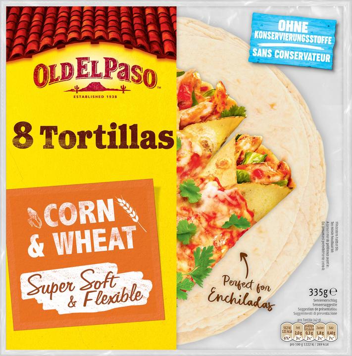 Immagine prodotto Old El Paso Tortillas di mais e grano 8 pezzi (335 g)