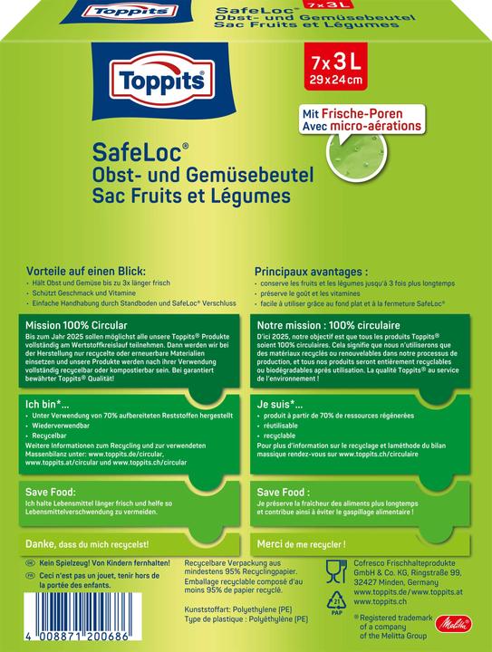 Image du produit Toppits Sacs de fruits et légumes (7 x)