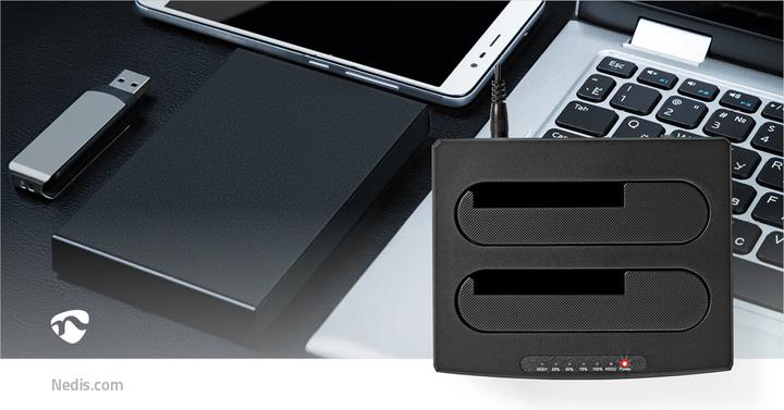 Produktbild Nedis Festplatten-Dockingstation | USB 3.2 Gen1 | USB Type-A | 2 Festplatten | 2.5 / 3.5 " | USB 3.2