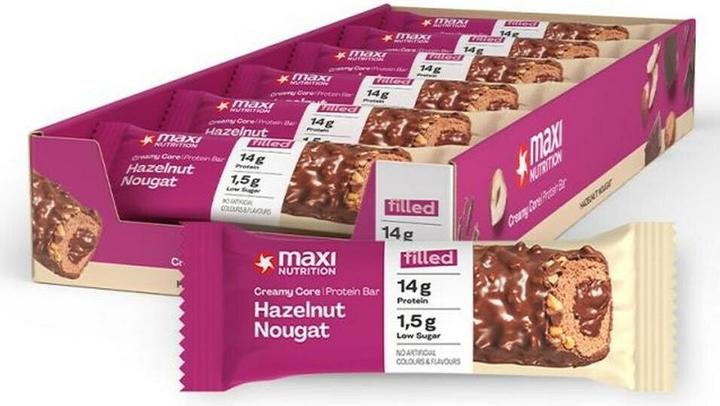 Immagine prodotto Maxi Nutrition Barretta cremosa Core alla nocciola e al torrone (Torrone, Nocciola, 12 pz., 540 g)