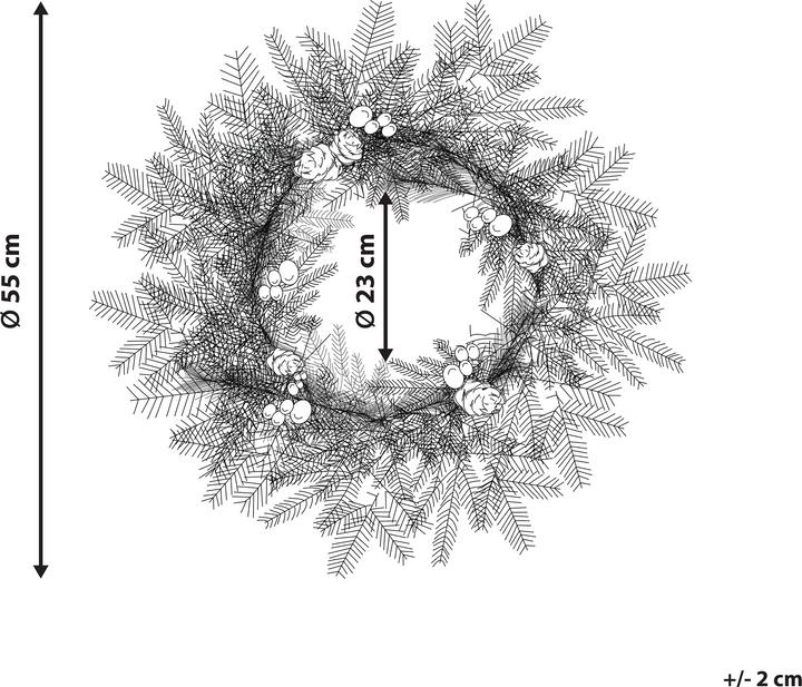 Image du produit Beliani Couronne de Noël blanche avec éclairage LED neige couverte ⌀ 55 cm WHITEHORN