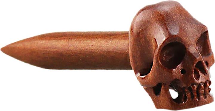 Produktbild Star Piercing Expander aus Sawo Holz mit Totenkopf (Organisch)