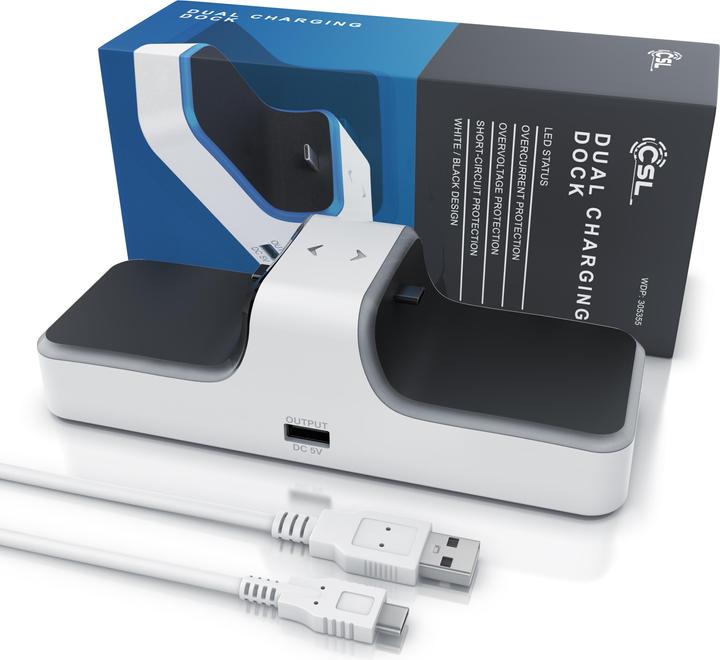 Image du produit CSL Station de charge pour manette PS5, Twin Charge, chargeur de manette de jeu, sans fil, câble de (PS5)