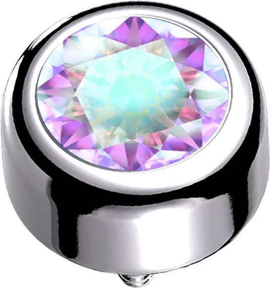 Produktbild Star Piercing Dermal Anchor Zylinder silber mit Kristall multicolor (Titan G23, ohne Messing)