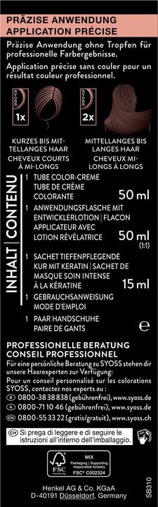 Nutritional values and ingredients Syoss Coloration (3 1 Dark brown)
