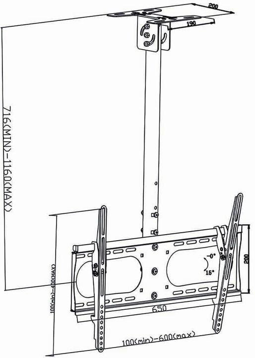 Actual product image Nedis Full motion TV ceiling mount, 42-65" (Ceiling, 65", 45 kg)