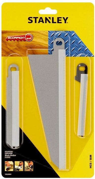 Produktbild Stanley 3-tlg. Scorpion Sägeblatt-Set, Inhalt: 2Stk. Sägeblatt HCS, fuer Holz (X29961/X29971), 1Stk. Sägebla
