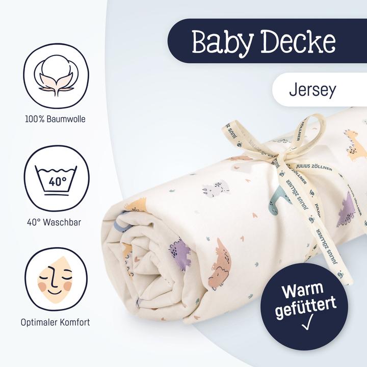 Julius Zöllner Lined jersey blanket, Little Dinos (25 x 10 cm)