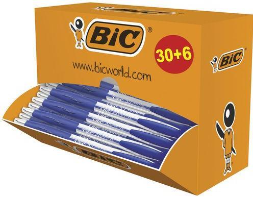 Actual product image Bic Atlantis Classic, Clip-on retractable ballpoint pen, Refillable, Blue, 36 pc(s) (Transparent, Blue, 36 x)