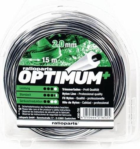 Ratioparts Nylonfaden Optimum ( 4000722067 ) Fadenstärke 2,0 mm Fadenlänge 15 m (Rasentrimmer, Trimmerfaden + Fadenspule)