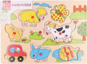 Produktbild Knopfpuzzle Tiere Holz 3 Sortiert (3 Teile)