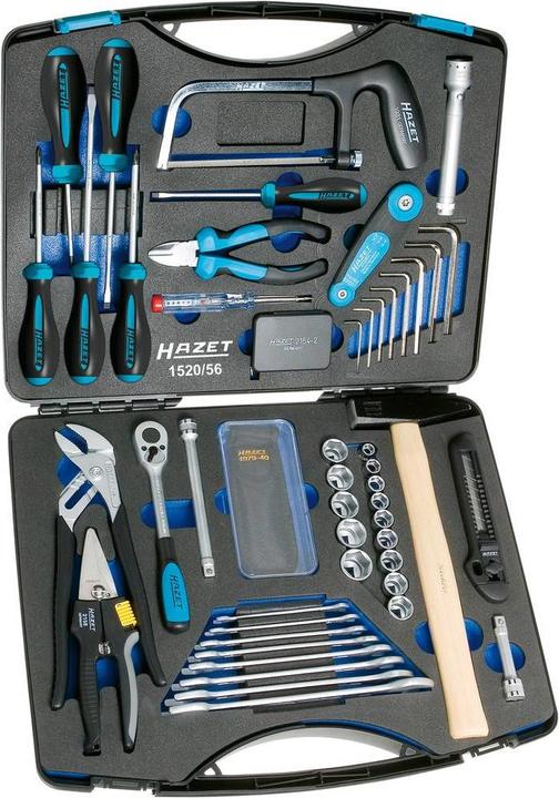 Produktbild HAZET Werkzeugkoffer 1520/56 ∙ Vierkant10 mm (3/8 Zoll) ∙ Aussen Doppel-Sechskant-Tractionsprofil, S… (56 Teile)