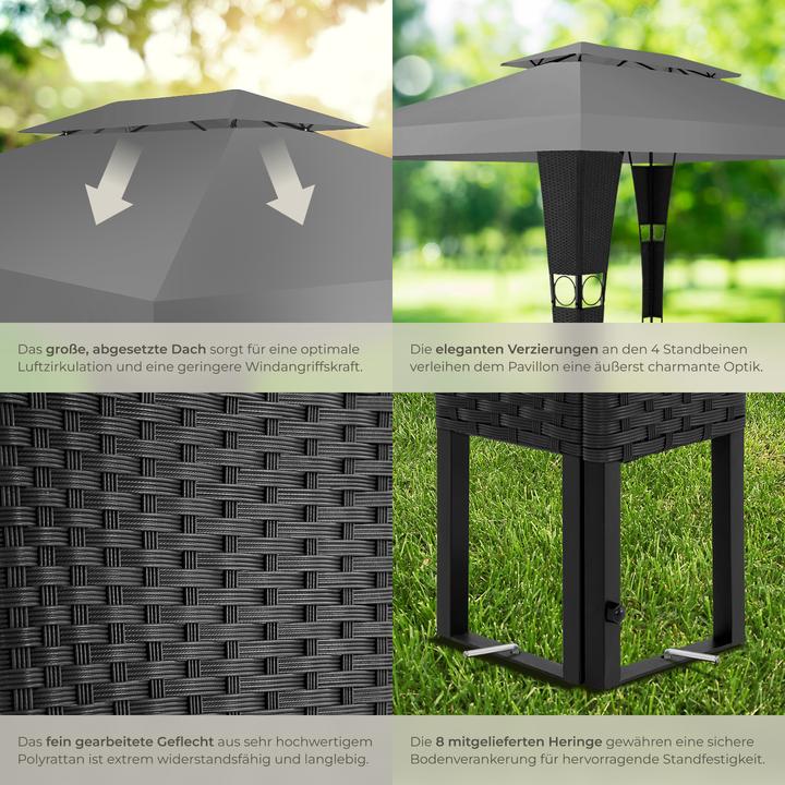 Actual product image tectake Rattan garden gazebo (400 cm, 300 cm)