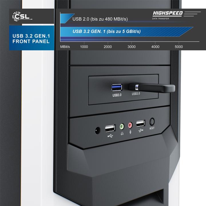 Produktbild CSL 2 Port USB 3.0 Frontpanel für 3,5" Laufwerkschächte, bis zu 5Gb/s (USB-A, 2 Ports)