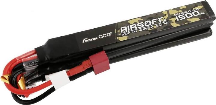 Actual product image Gens Ace 25C 1500mAh 3S1P 11.1V Nunchuck 3X Airsoft Gun Lipo Battery with T Plug (11.10 V, 1500 mAh)