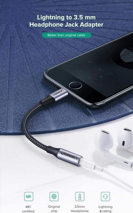 Immagine prodotto Ugreen Adattatore da fulmine a jack da 3,5 mm (Lightning, Presa da 3,5 mm)