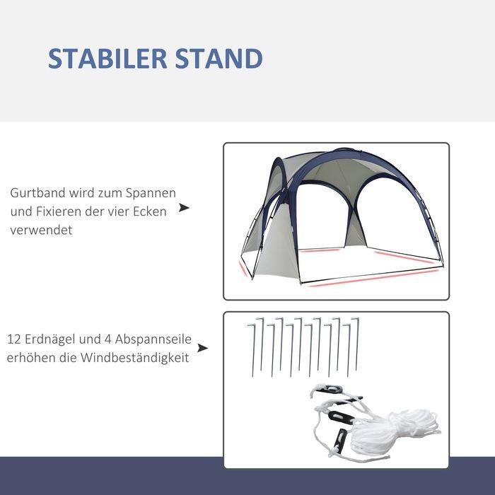 Produktbild Swisshandel24 Festzelt Partyzelt Sonnenschutz wetterfest Glasfaserstange + Polyester Cremeweiss + Blau 3,5 x 3,5 x (350 cm, 350 cm)