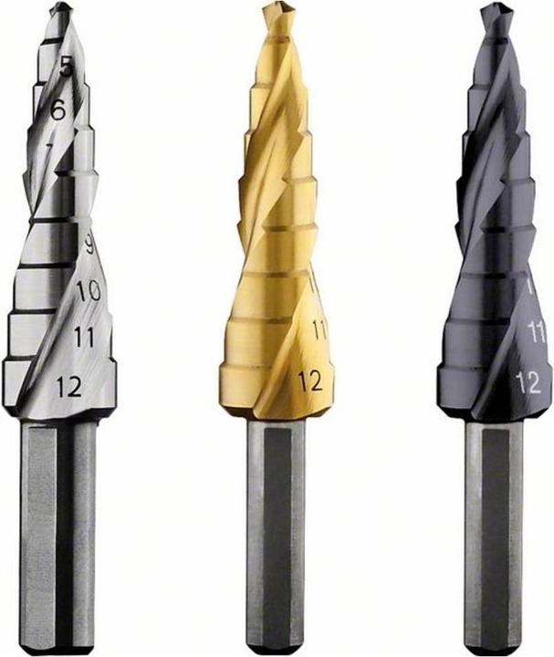 Bosch Professional Zubehör Step drill HSS-TiN, 4 - 12 mm, 6 mm, 65 mm, 9 steps (6 mm)