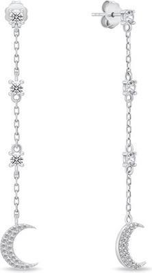 Brilio Silver - Charming silver earrings Moon with zircons EA838W