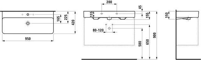 Immagine prodotto Laufen Lavabo VAL 95 cm bianco 8102874001041 (420 mm, 950 mm)