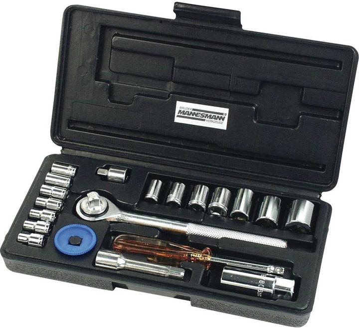 Productafbeelding Mannesmann Dopsleutelset metrisch 1/ (12 mm, 14 mm, 17 mm, 10 mm, 6 mm, 8 mm, 4 mm, 5 mm, 5,5 mm, 11 mm, 3/8", 4,5 mm, 9 mm, 7 mm, 13 mm)
