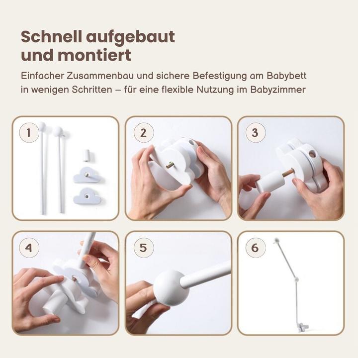 Produktbild Hermex Mobile Halterung Babybett Wolken Glockenhalter Spieluhr Arm