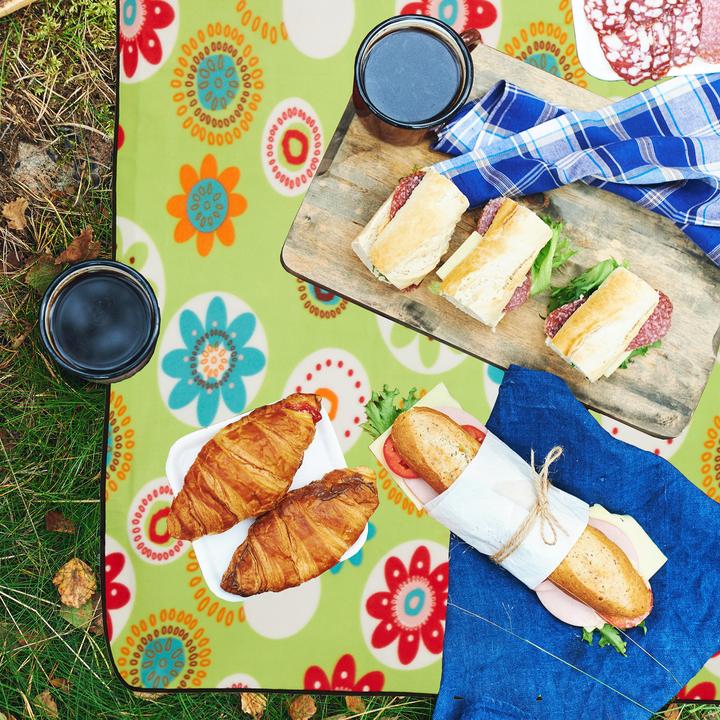 Actual product image Relaxdays Green Flower Picnic Blanket