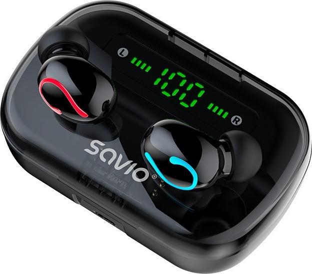 Produktbild Savio TWS-06 Bluetooth 5.0 + EDR Kopfhörer & Headset im Ohr Schwarz (120 h, Kabellos)