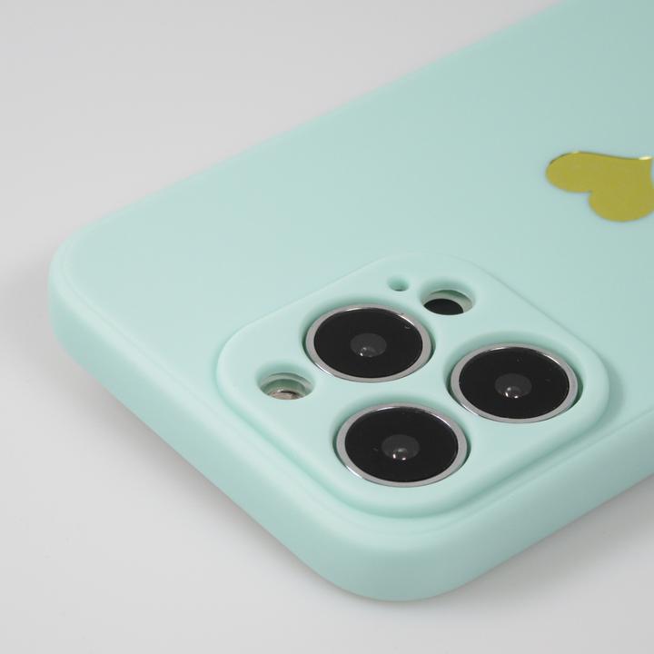 Produktbild PhoneLook Hülle Silikon Mat Herz gold Türkis (Apple iPhone 16 Pro Max)