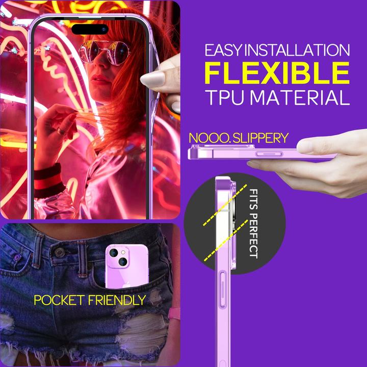 Immagine prodotto Nalia Copertura in silicone trasparente al neon (Apple iPhone 15)