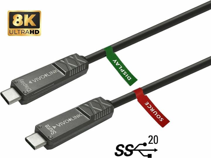 Actual product image Vivolink USB-C to USB-C Cable 10m (10 m, USB 3.2 Gen 2)