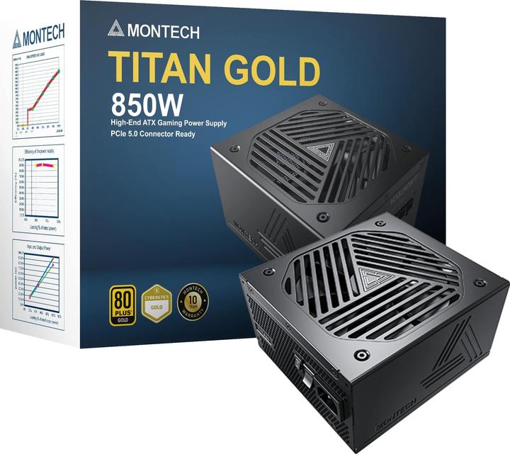 Produktbild Montech Titan 850W - 80 PLUS & Cybenetics Gold, modular, PCIe 5.0 - 850 Watt (850 W)