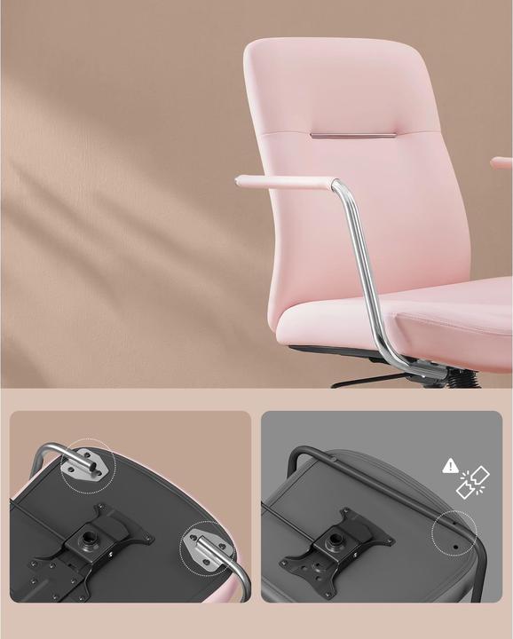 Immagine prodotto Songmics Sedia da ufficio con schienale e braccioli imbottiti, rosa
