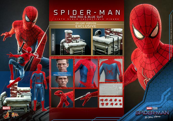 Actual product image Hot Toys Spider-Man: No Way Home figurine Movie Masterpiece 1/6 Spider-Man (New Red and Blue Suit) (Deluxe Ve