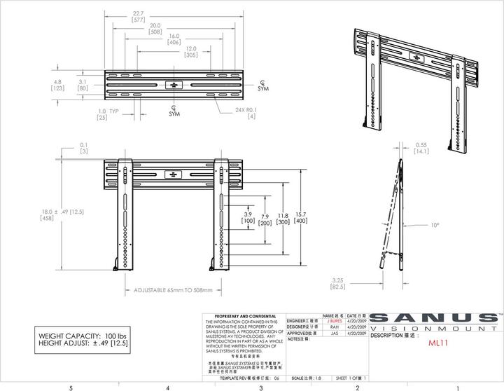 Actual product image Sanus Ml11 (Wall, 50", 45 kg)