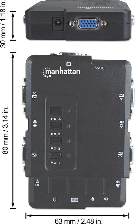 Actual product image Manhattan 4 port compact KVM switch
