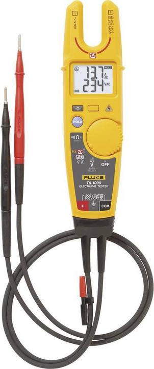 Fluke T6-1000 electrical tester, connected test leads with detachable 4 mm M